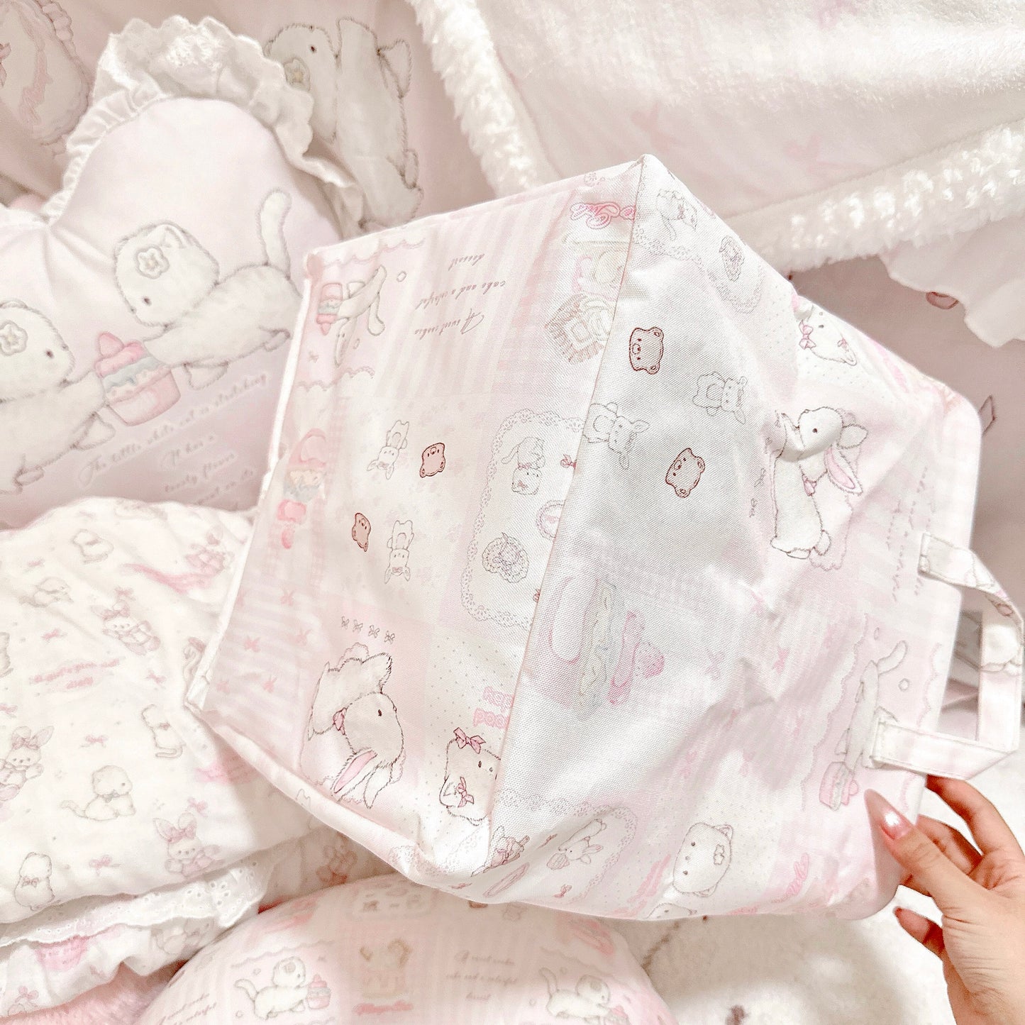 kawaii waterproof canvas dirty clothes basket