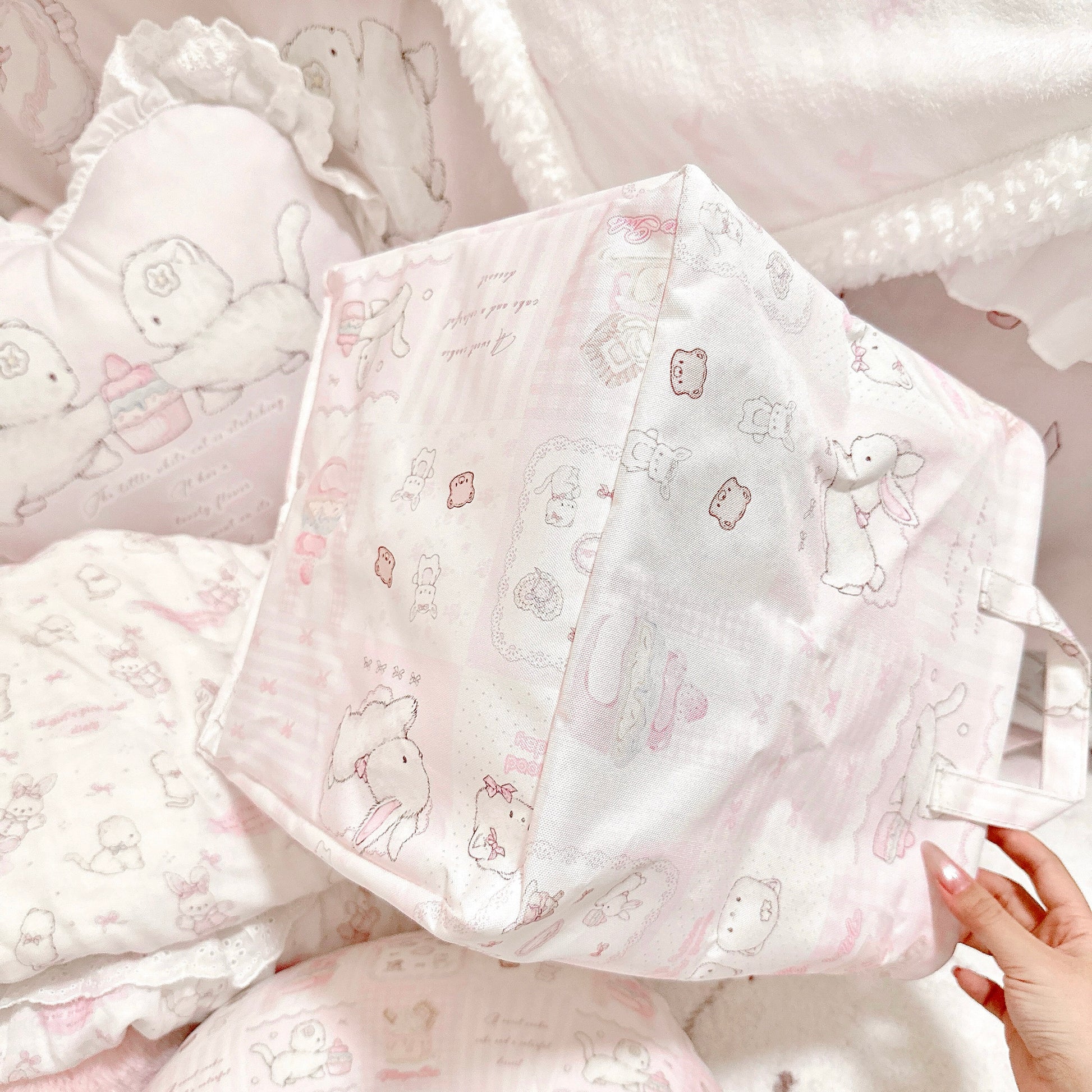 kawaii waterproof canvas dirty clothes basket