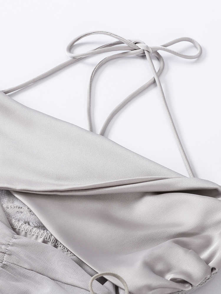Pleated Ice Silk Suspender Nightgown