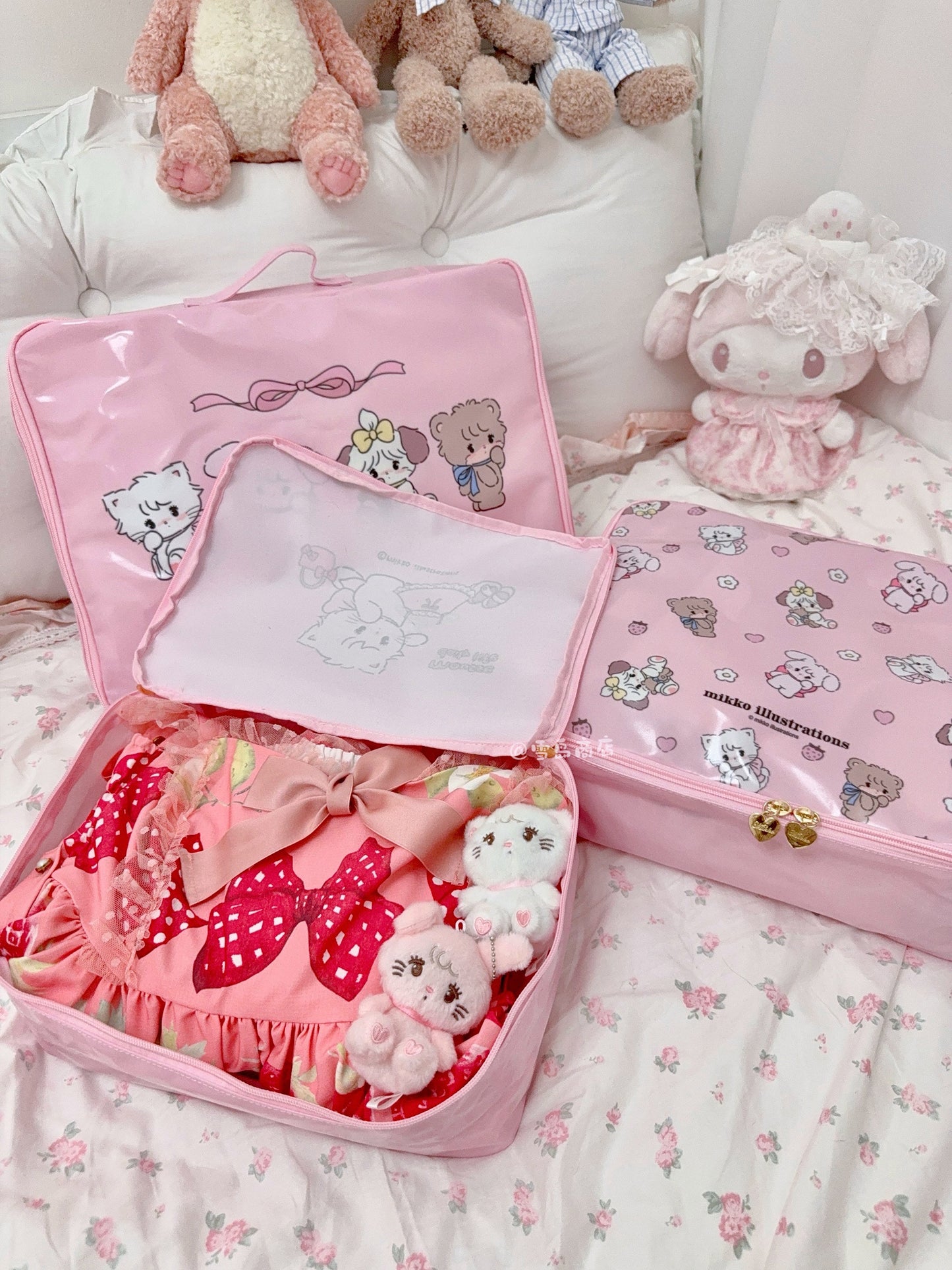 kawaii pink storage bag