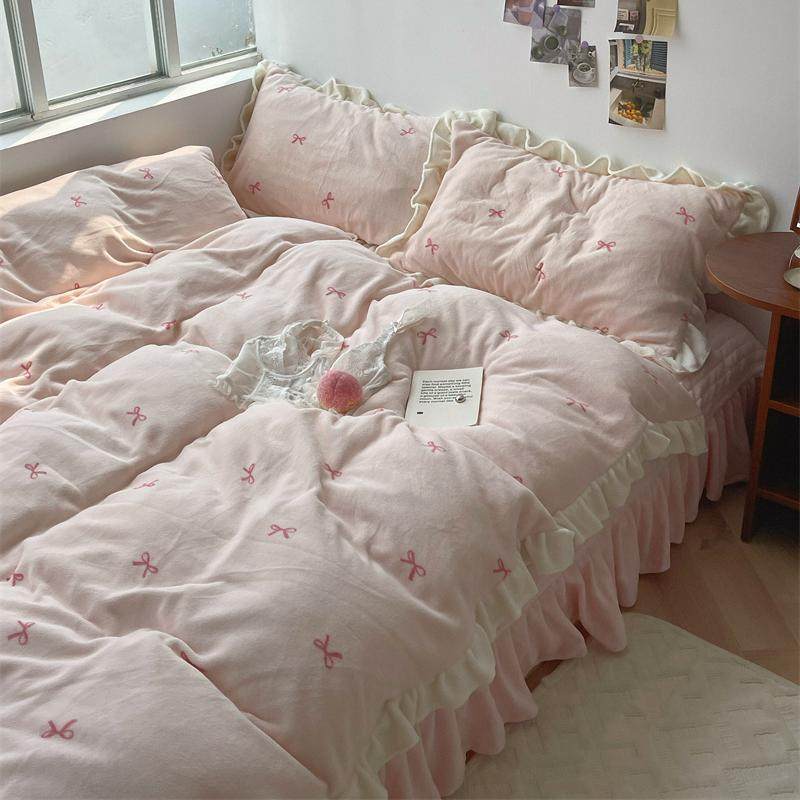 coquette bow cover sheet four-piece