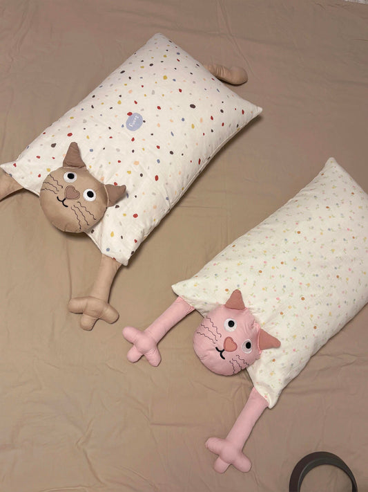 Double-layer gauze cat buckwheat pillow