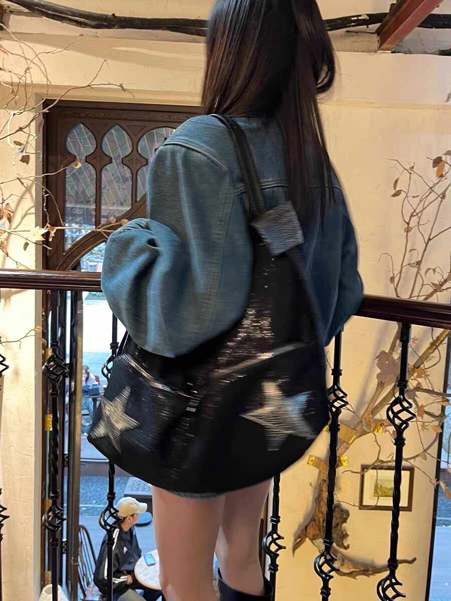 Y2K Sequin Star Tote Bag