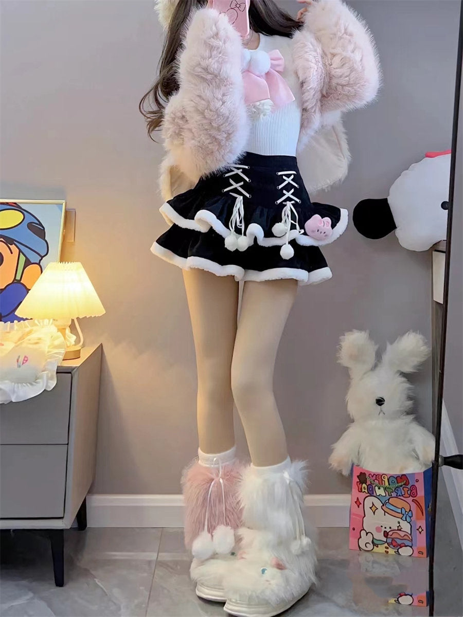 kawaii corduroy cake skirt