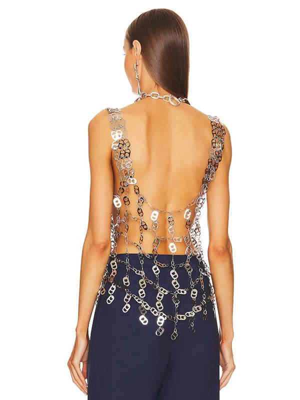 Hollow Metal Iron Body Chain Camisole