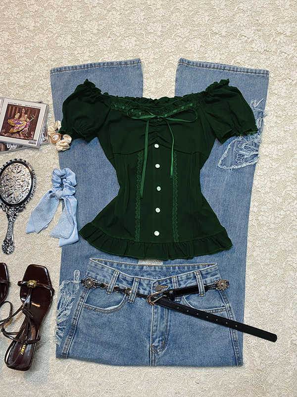 Lace Vintage Bow Shirt