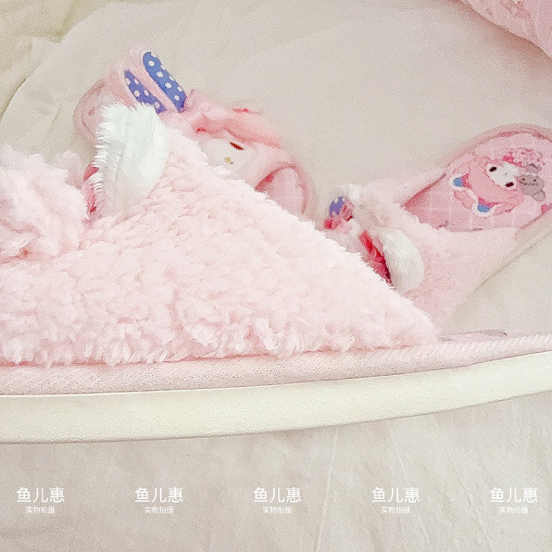 Cute girly heart velvet slippers