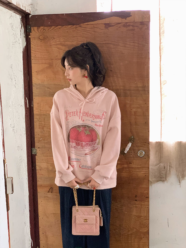 strawberry coquette bow hoodie