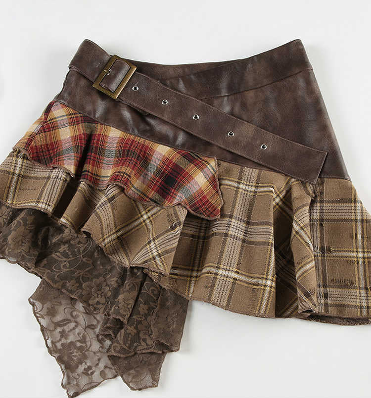 Fairy Grunge Irregular Plaid Skirt