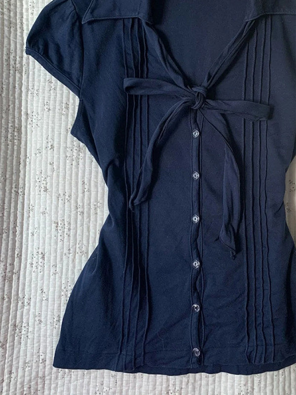 navy bow vintage shirt