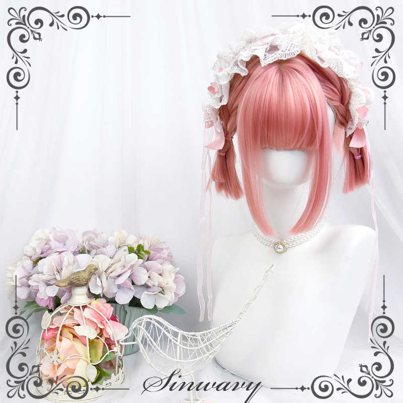 Peach Pink Long Curly Wig