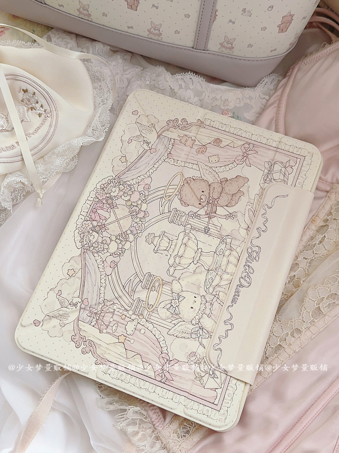 Girl's Dream Rabbit Bear iPad Protective Magnetic Case