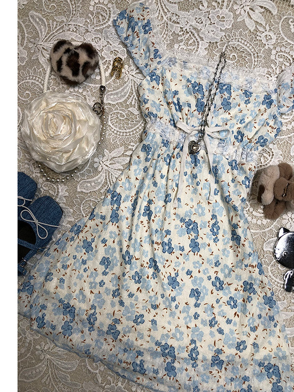 blue floral dress