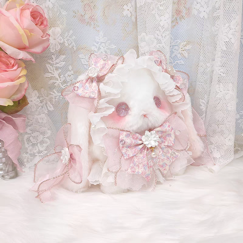 lolita pink plush rabbit pearls bag
