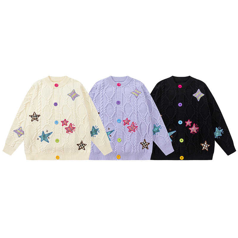 Y2K Embroidered Stars Sweater