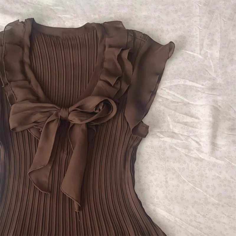 Retro Brown Chiffon Shirt