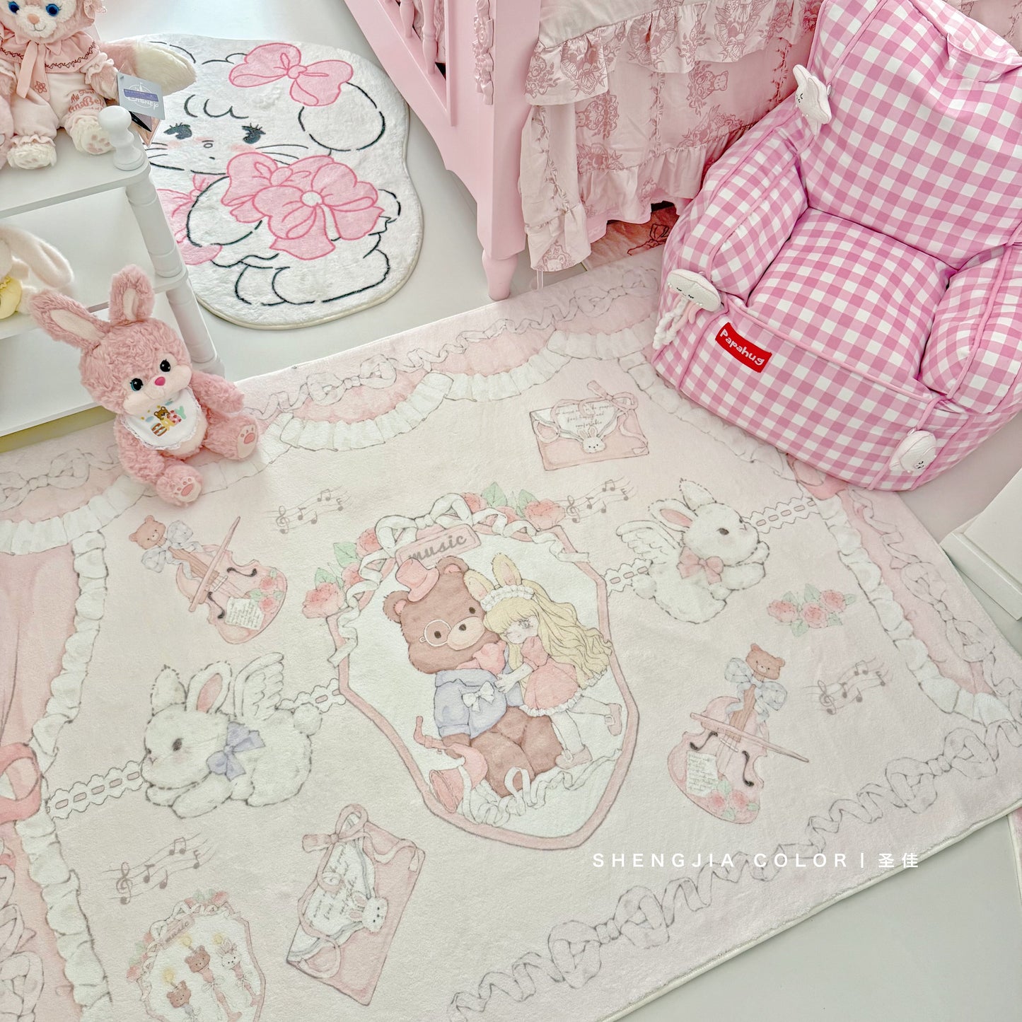 Pink Bear Girls Bedroom Bedside Blanket