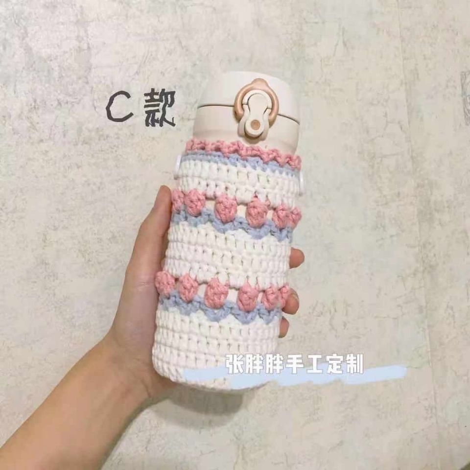 Handmade wool knitted portable thermos cup cover