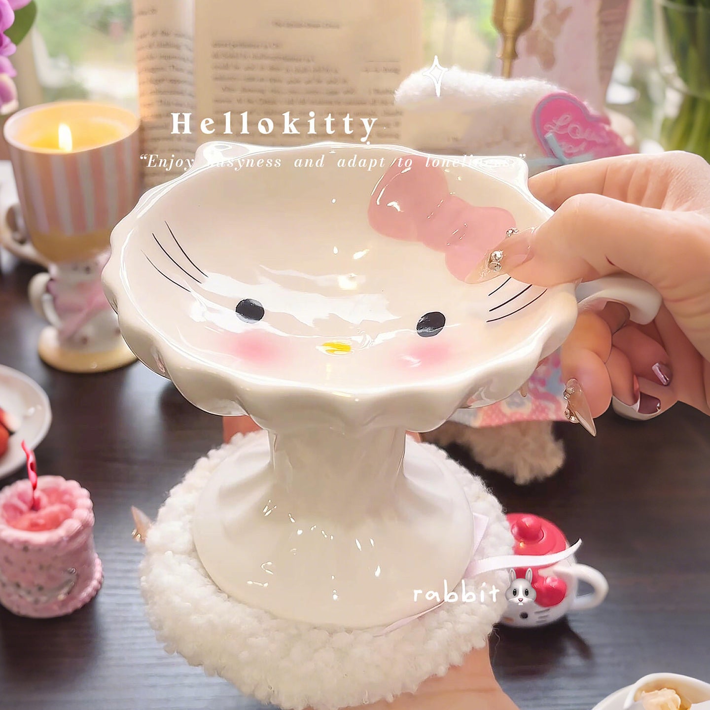 Cute kitty cat ceramic bowl