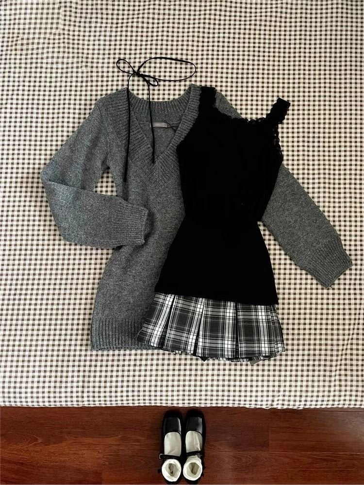 vintage gray sweater coord
