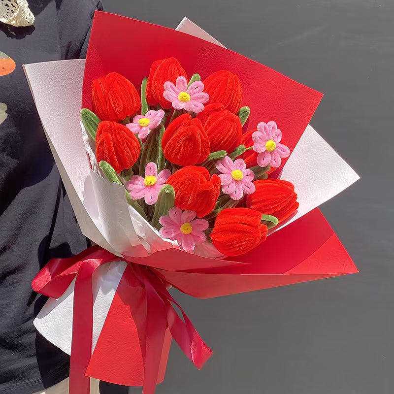 hand-woven tulips simulated twist stick bouquet