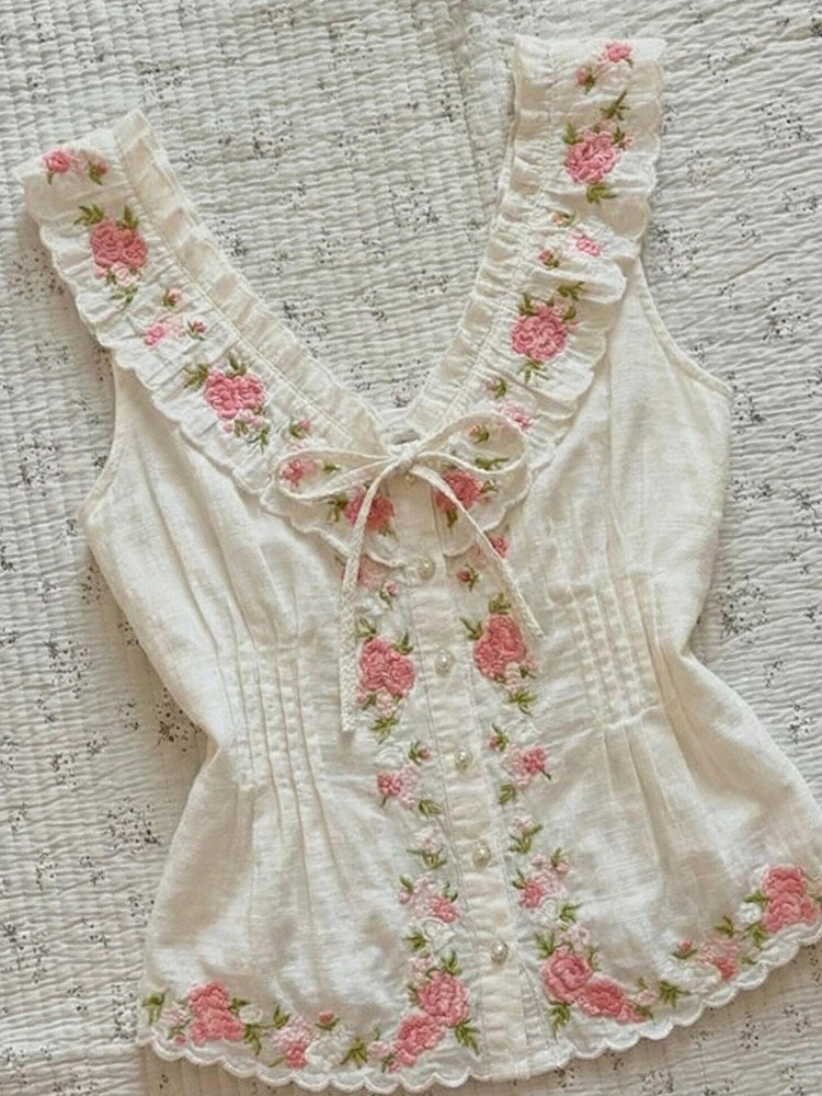 white floral bow tank top