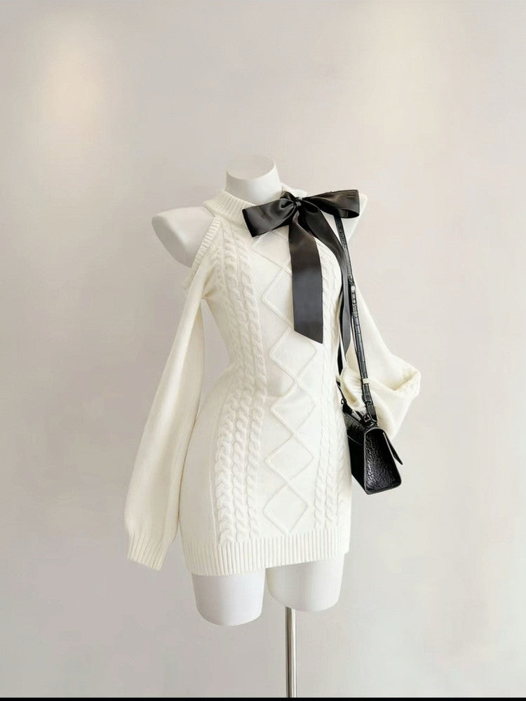 vintage long-sleeved sweater hip dress
