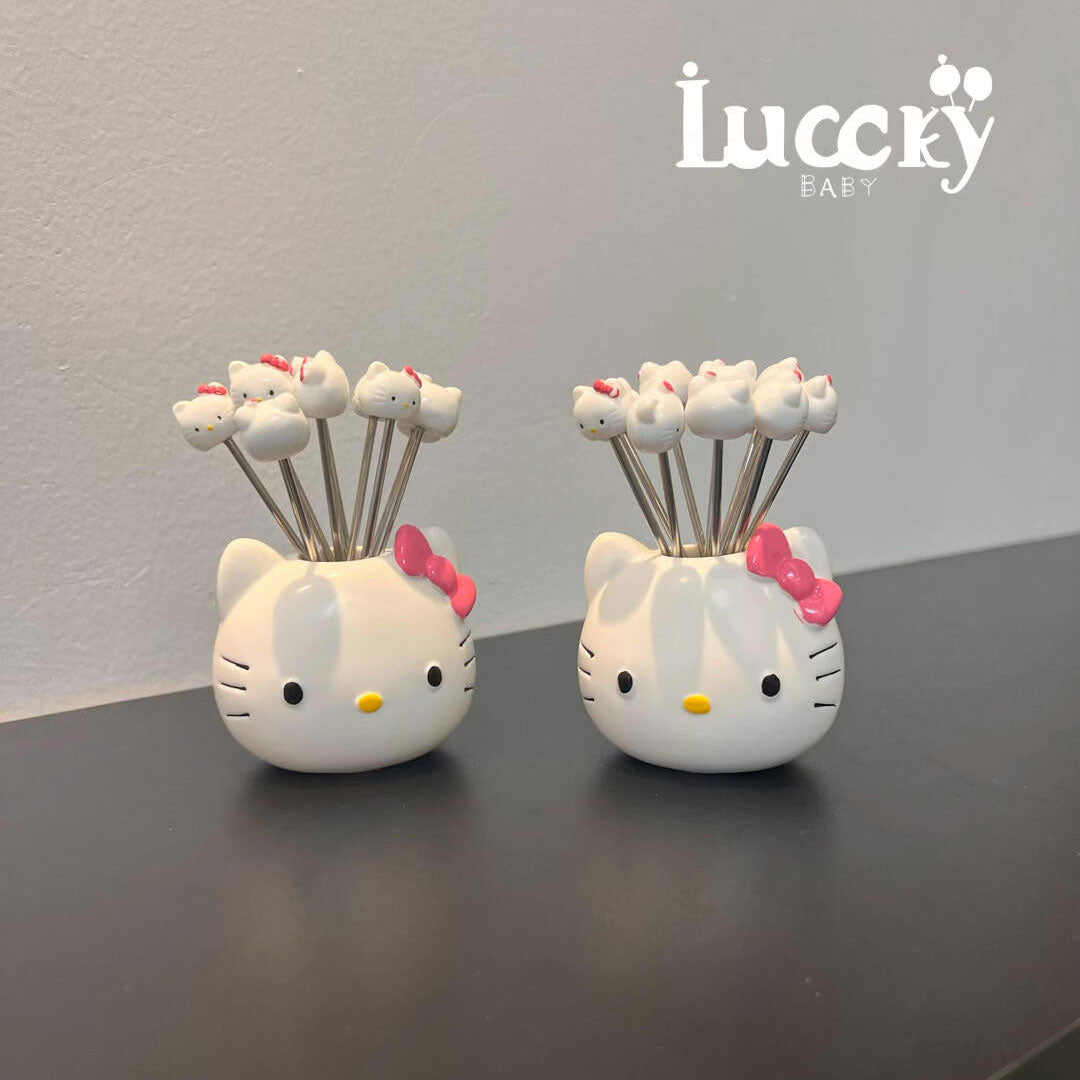 cute kitty Fruit fork stainless steel small fork