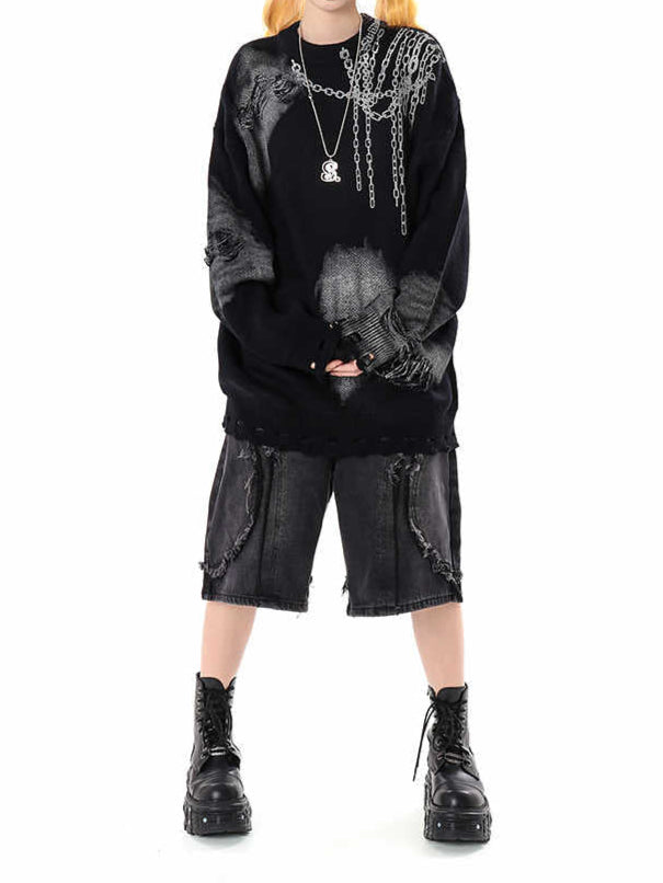 Grunge Gradient Chain Sweater