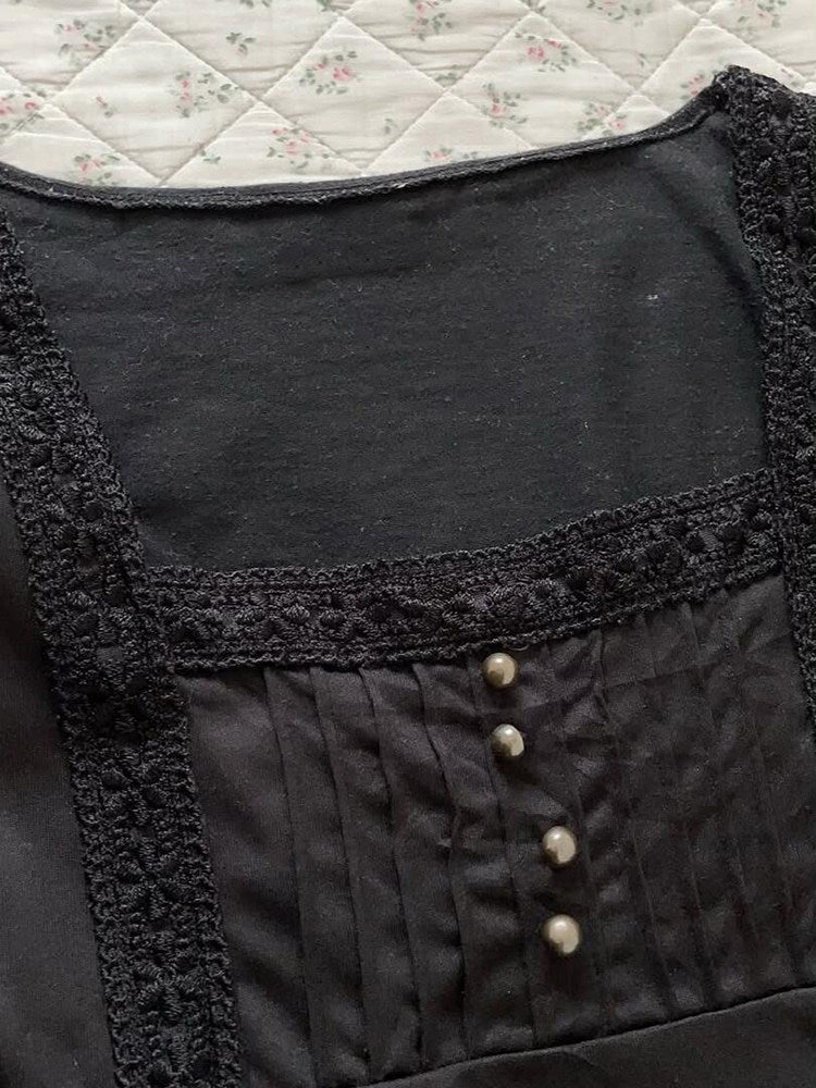 dark coquette bow lace shirt