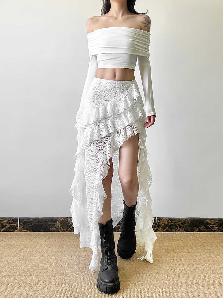 Bohemian Romantic Ruffled Irregular Skirt