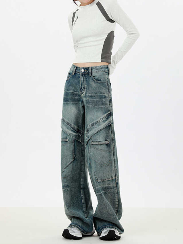 Acubi Street Splicing Straight Jeans