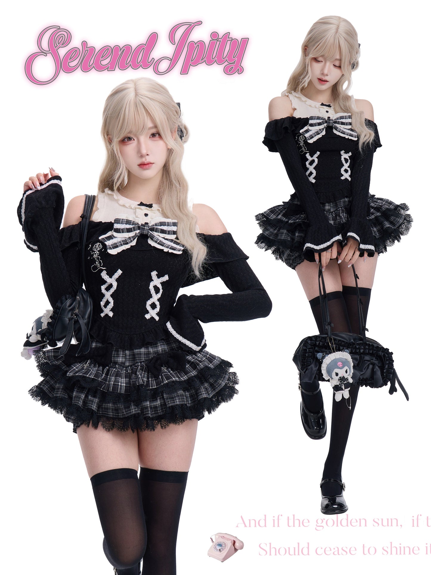 dark coquette ruffled trim shirt suit