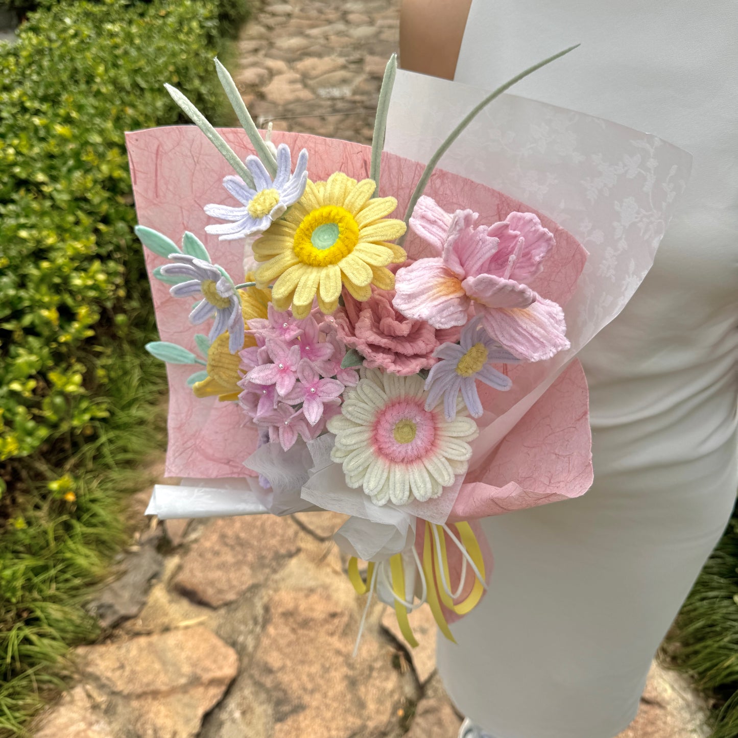 Finished handmade velvet eternal flower bouquet