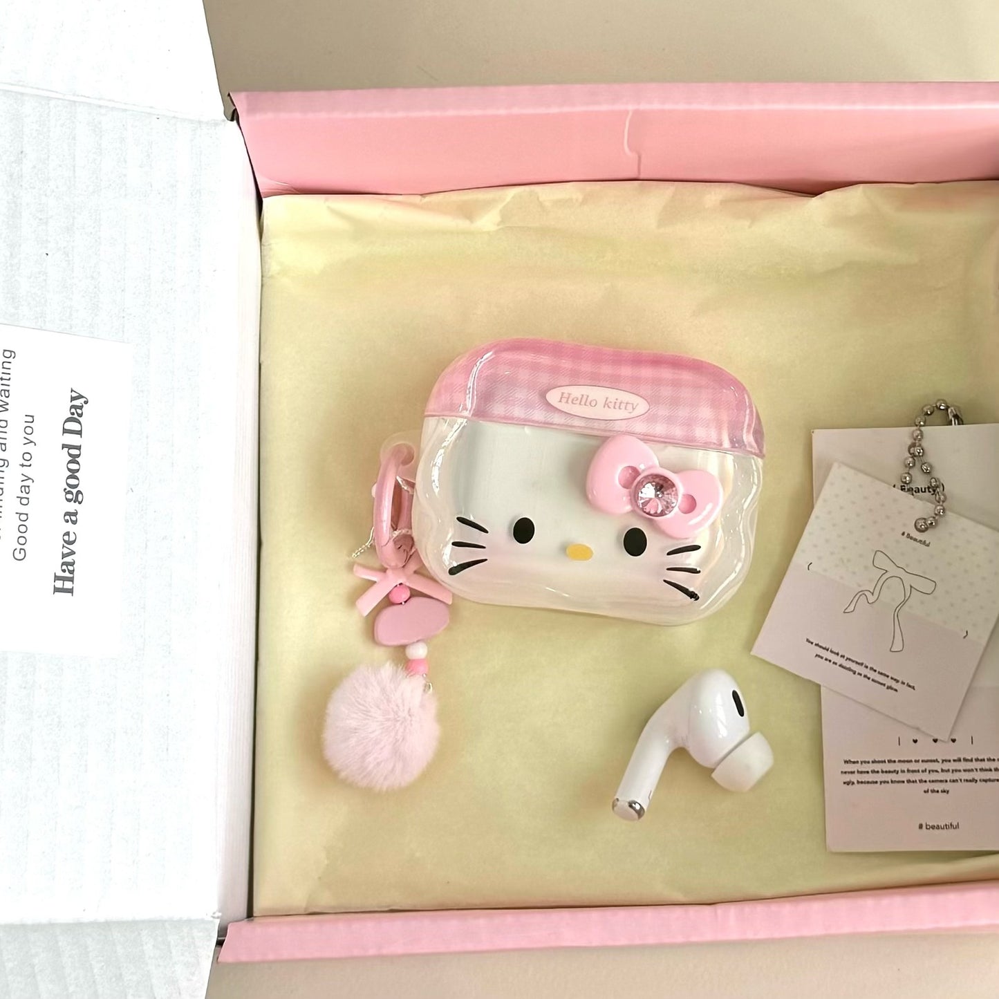 Cute pink Melody three-dimensional bow headphone case