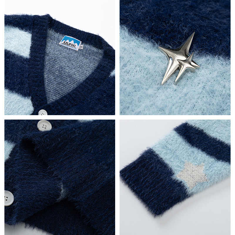 Y2K Billionaire Boy Striped Mohair Cardigan