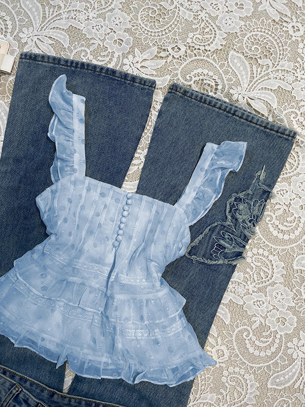 blue mesh tank top