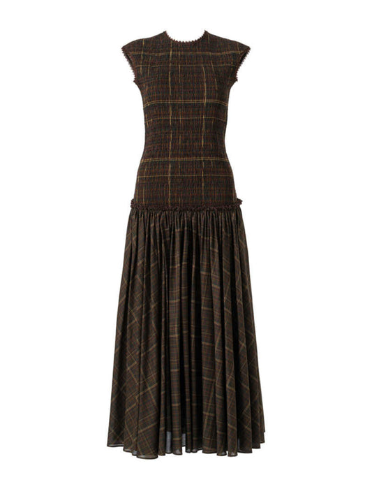 Retro Plaid Pleated Dress