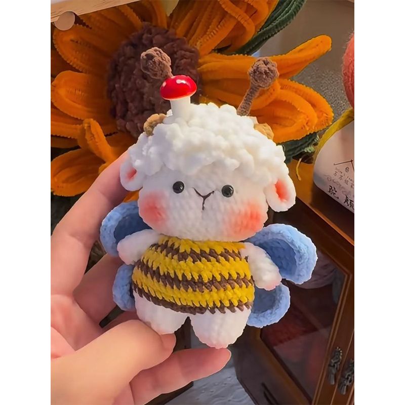 diy wool cute bee lamb doll