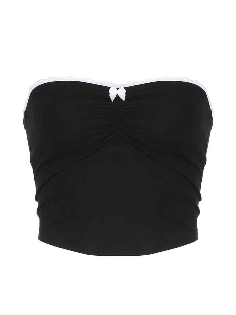 Bow Lace Dark Coquette Crop Top