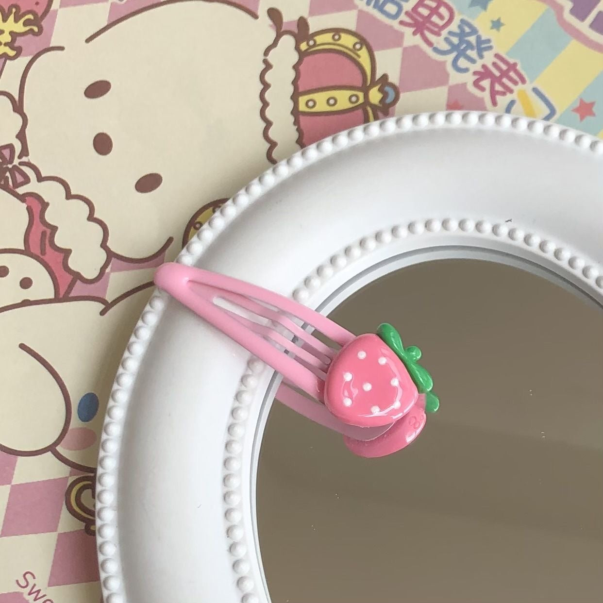 pink strawberry kawaii hair accessories