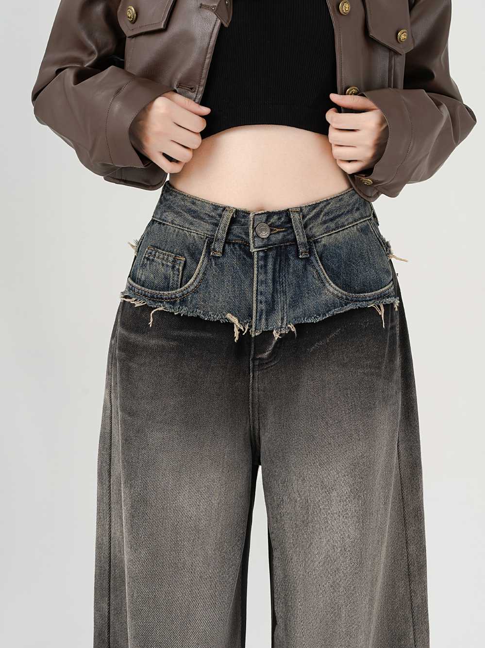 Grunge Gradient Washed Baggy Jeans