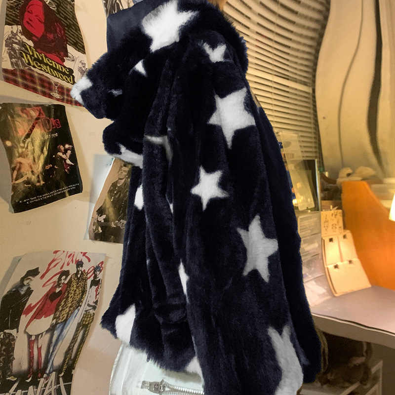 Y2K Star Harajuku Furry Jacket