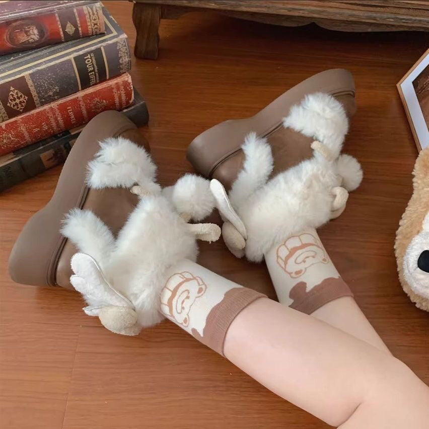 lolita fur kawaii winter shoes