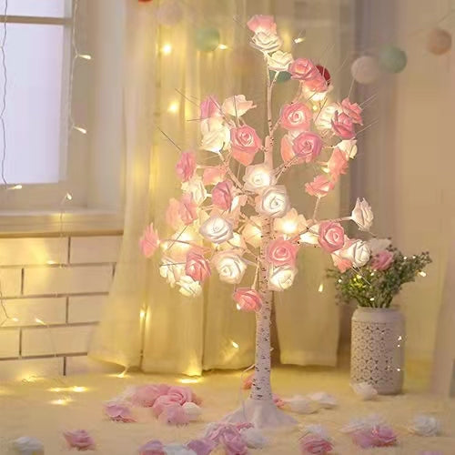pink rose tree led floor tree