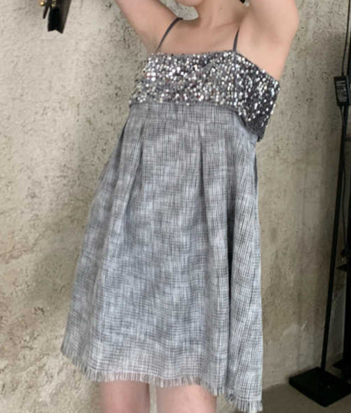 Light Sequined Suspender Dress