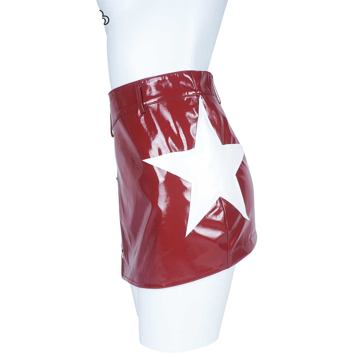 Star Patch Leather Skirt