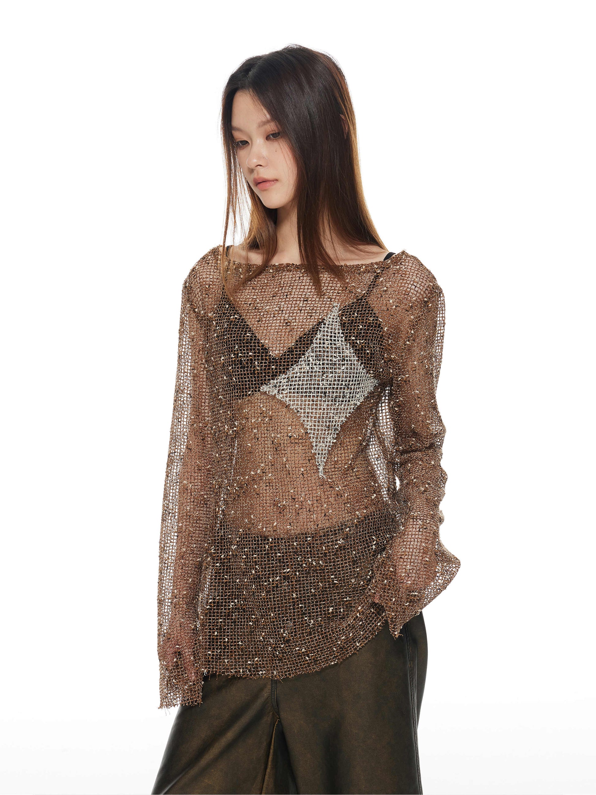 Grunge Stars Hollow Loose Long-sleeved Top