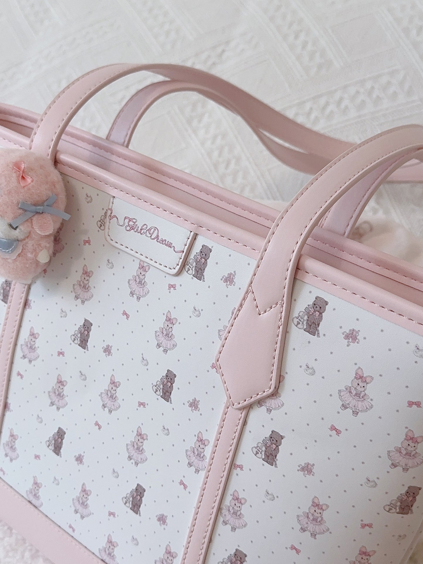 Girl's Dream Bunny and Bear Tote Bag