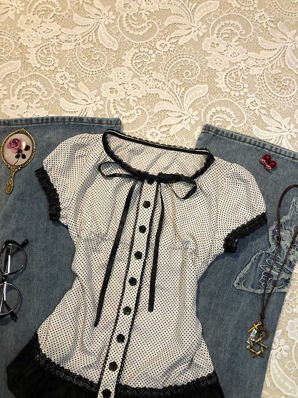 Dark Coquette Polka Dot Shirt